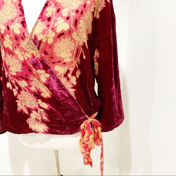 Zara velvet kimono style wrap boho top blouse NWT - Picture 3 of 8